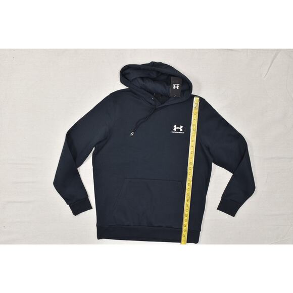 Under Armour Men's Black Essential Fleece Hoodie Regular Size M Cotton Blend NWT - Picture 2 of 8